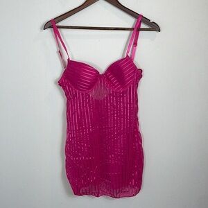 Rampage Intimates magenta or hot pink striped padded lingerie women size small